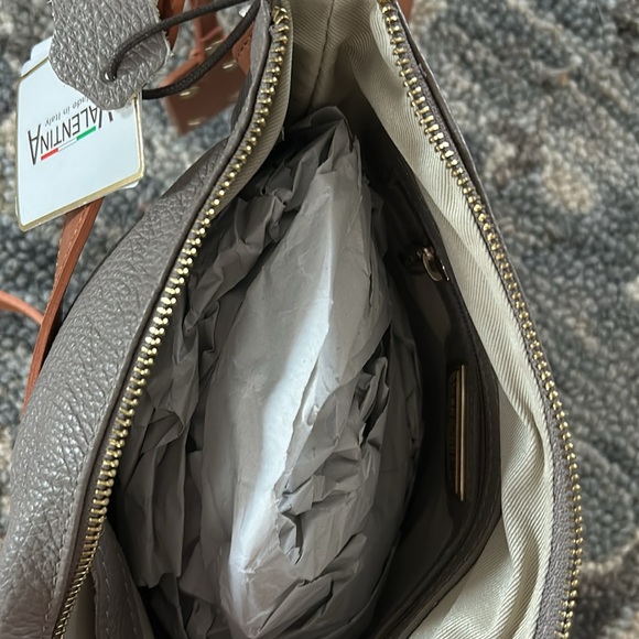 Valentina crossbody bag taupe and tan NWT - Picture 5 of 6